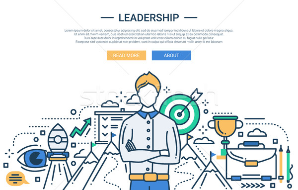 Stock photo: Leadership line flat design website banner 
