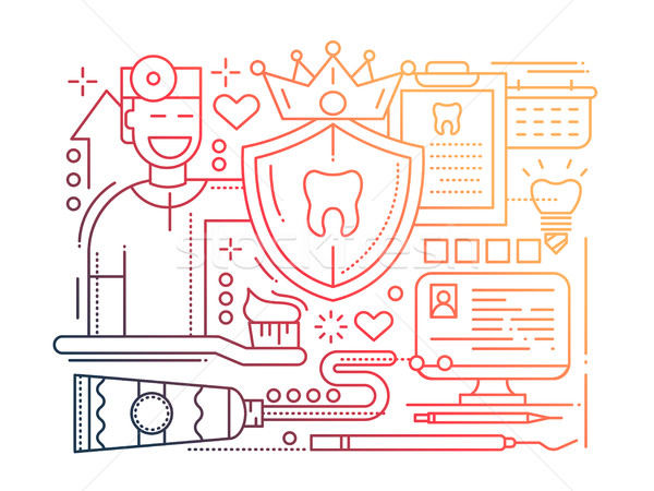 Atendimento odontológico linha projeto ilustração vetor dentista Foto stock © Decorwithme