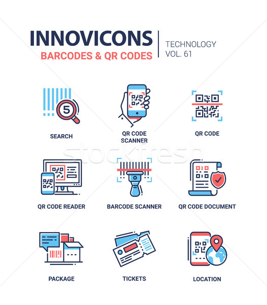 Barcodes and QR codes - line design icons set Stock photo © Decorwithme