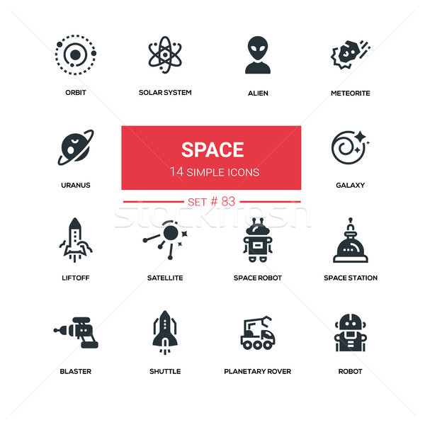 Space concept - line design silhouette icons set Stock photo © Decorwithme