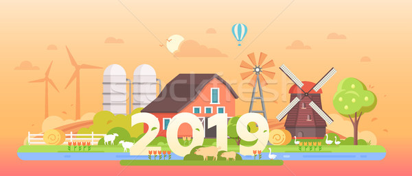 Countryside - modern flat design style vector illustration Stock photo © Decorwithme