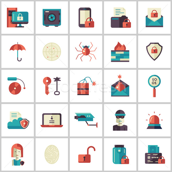 Security, protection modern flat design icons and pictograms Stock photo © Decorwithme