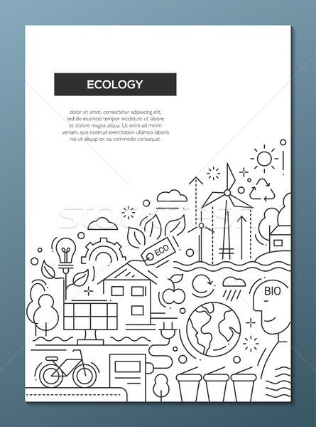 Ecology - line design brochure poster template A4 Stock photo © Decorwithme
