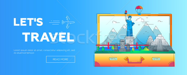Lets Travel - vector line travel web page header illustration Stock photo © Decorwithme