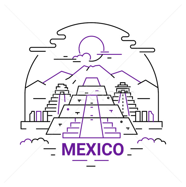 Foto stock: Moderna · vector · línea · viaje · ilustración · arco