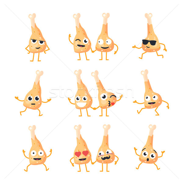 Kip benen vector ingesteld mascotte illustraties Stockfoto © Decorwithme