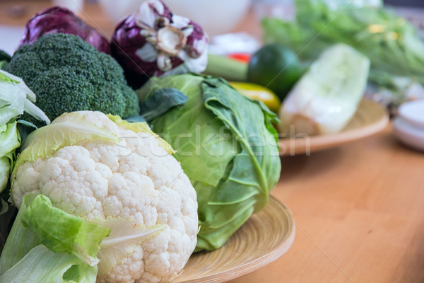 Kapusta warzyw tabeli inny żywności owoców Zdjęcia stock © DedMorozz