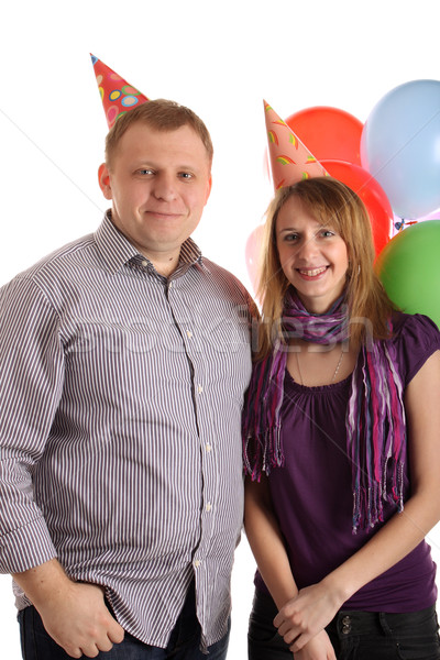 Happy Couple with baloons Stock photo © DedMorozz