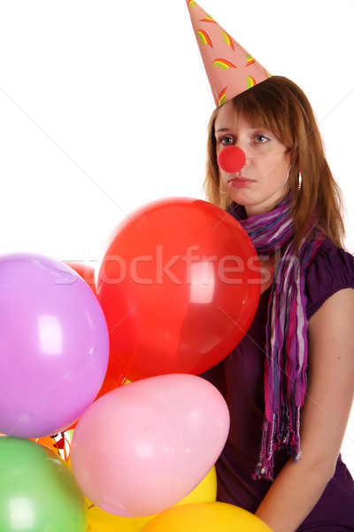 Sad girl with colored baloons Stock photo © DedMorozz