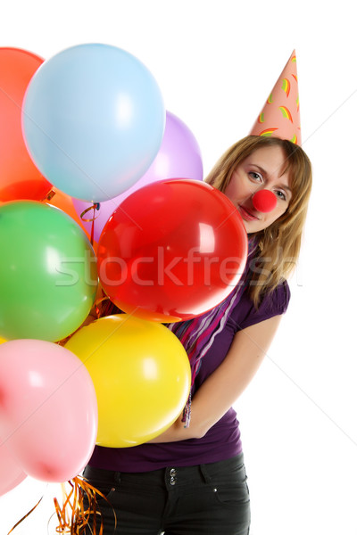 Girl with colored baloons Stock photo © DedMorozz