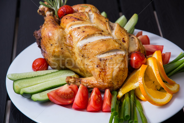 курица-гриль пластина овощей груди зеленый мяса Сток-фото © DedMorozz