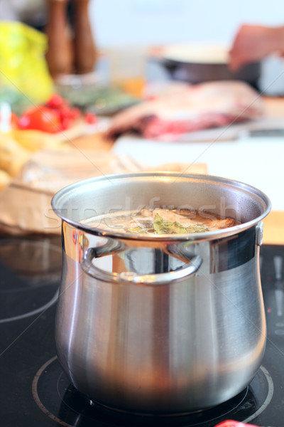 Saucepan with soup Stock photo © DedMorozz