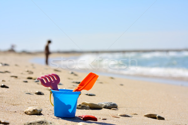 Stock photo: Plastic bucket on the beach
