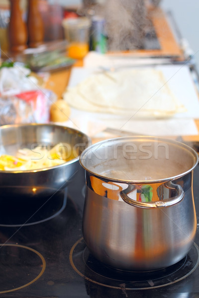 Rondel zupa kuchnia domu restauracji biały Zdjęcia stock © DedMorozz