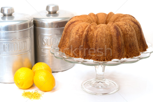 Stock foto: Zitrone · Pfund · Kuchen · isoliert · Zitronen · Mehl