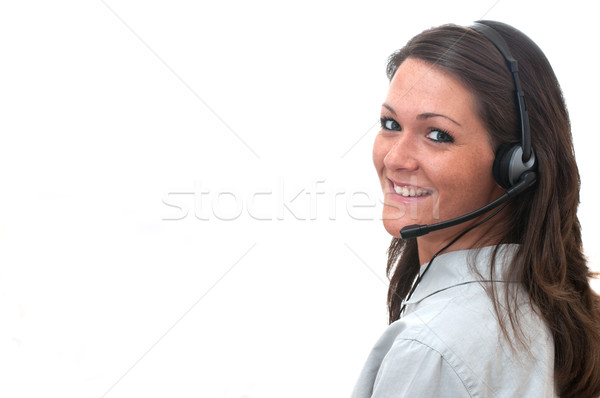 Klantenservice vertegenwoordiger hoofdtelefoon geïsoleerd witte exemplaar ruimte Stockfoto © dehooks