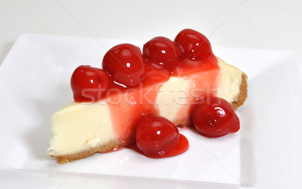Cereza tarta de queso aislado blanco alimentos frutas Foto stock © dehooks