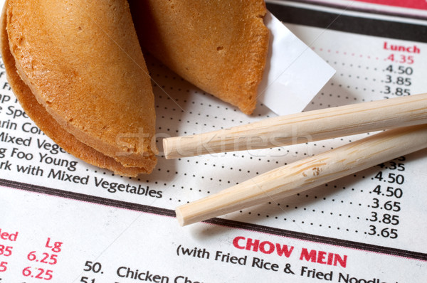 Chinese Restaurant Menu with Chopsticks and Fortune Cookie Stock photo © dehooks