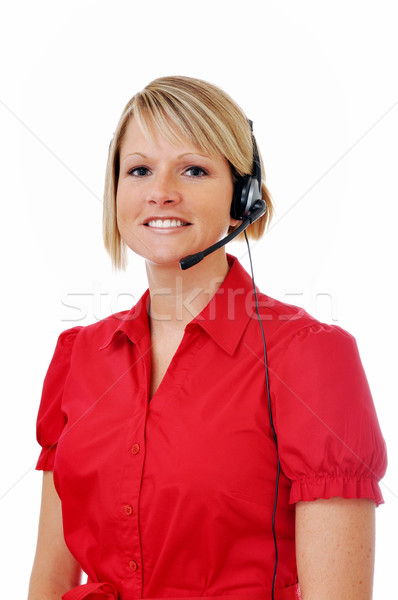 女 顧客服務 代表 耳機 孤立 商業照片 © dehooks