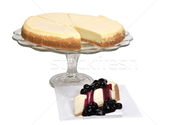 Stock foto: Heidelbeere · Käsekuchen · isoliert · weiß · Obst