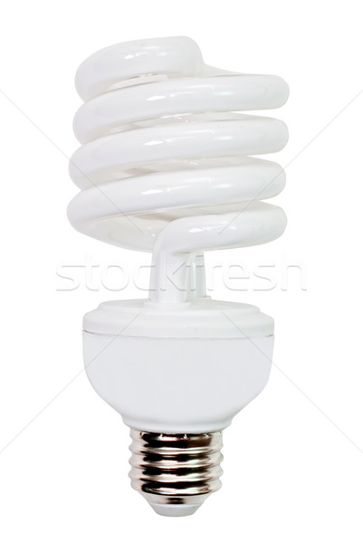 Kompakt fluoreszkáló villanykörte izolált fehér vágási körvonal Stock fotó © dehooks
