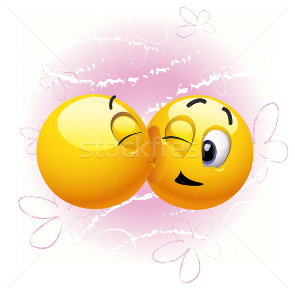 Uśmiechnięty piłka całując inny komputera Zdjęcia stock © dejanj01