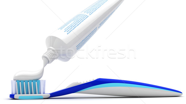 Szczoteczka pasta do zębów zdrowia tle niebieski usta Zdjęcia stock © dejanj01