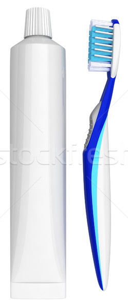 Tandenborstel tandpasta gezondheid Blauw bad schone Stockfoto © dejanj01