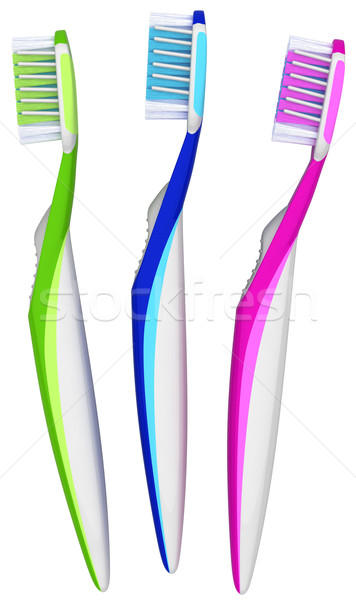 [[stock_photo]]: Brosse · à · dents · couleurs · santé · bleu · bain