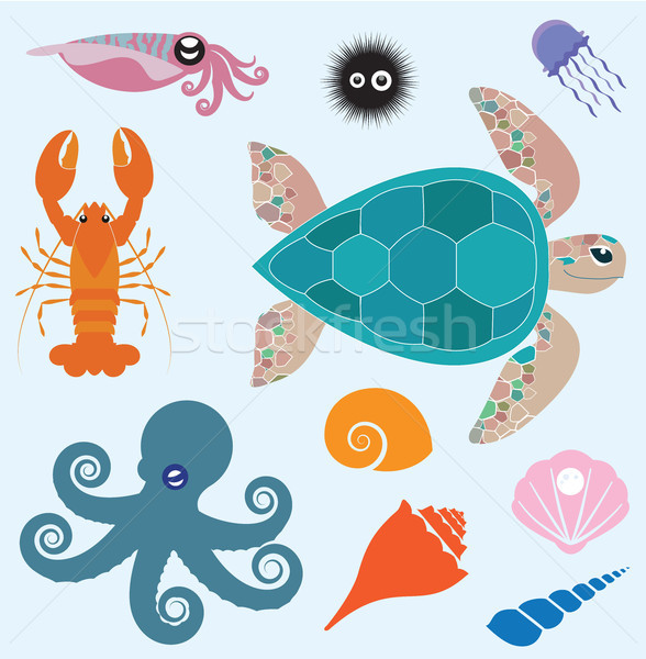 морем вектора набор различный морских животных аннотация Сток-фото © dejanj01