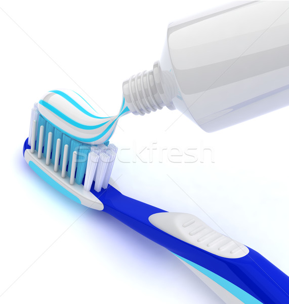 Spazzolino dentifricio bellezza blu bocca bianco Foto d'archivio © dejanj01