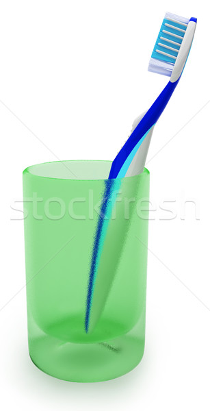Tandenborstel beker gezondheid Blauw bad schone Stockfoto © dejanj01