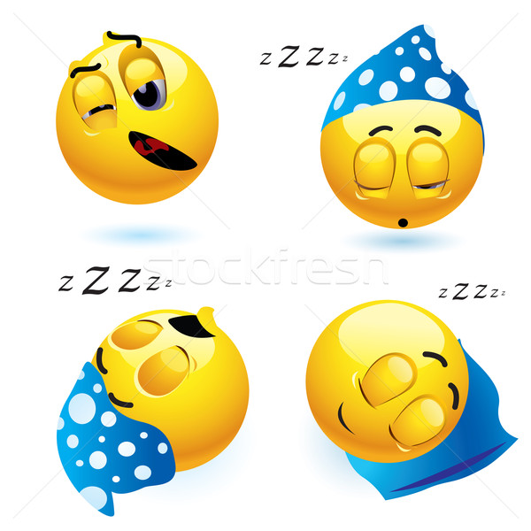 Smileys schlafen Kugeln unterschiedlich Position Stock foto © dejanj01