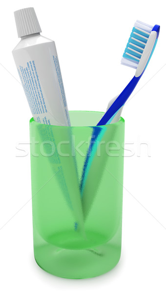 Tandenborstel beker schoonheid bad borstel buis Stockfoto © dejanj01