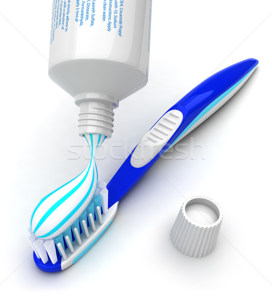Szczoteczka pasta do zębów piękna usta kąpieli biały Zdjęcia stock © dejanj01