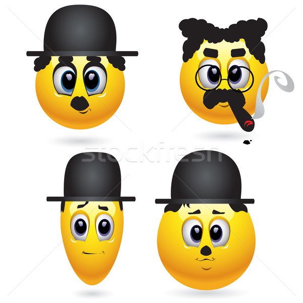 Smileys vier lächelnd Kugeln wie Schauspieler Stock foto © dejanj01