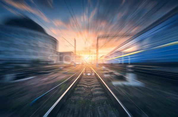 Gare effet floue chemin de fer paysage industriel [[stock_photo]] © denbelitsky