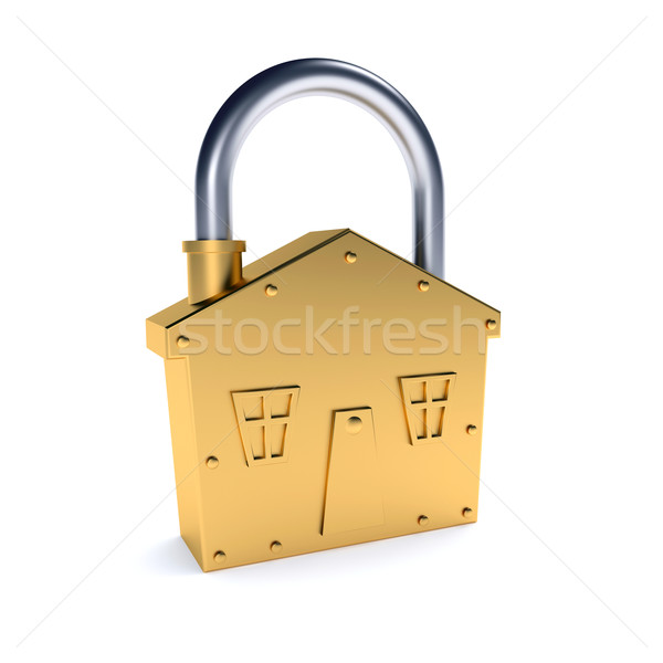 Bronze lock - house shape Stock photo © dengess
