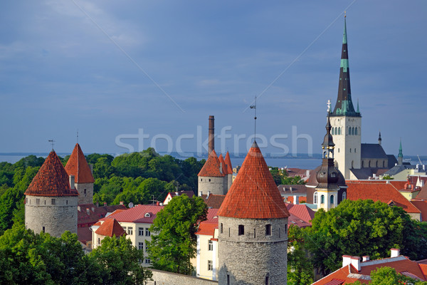 Vieux Tallinn Estonie vue vieille ville bâtiment Photo stock © dengess