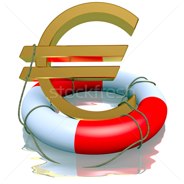 Euro symbol in life-buoy Stock photo © dengess