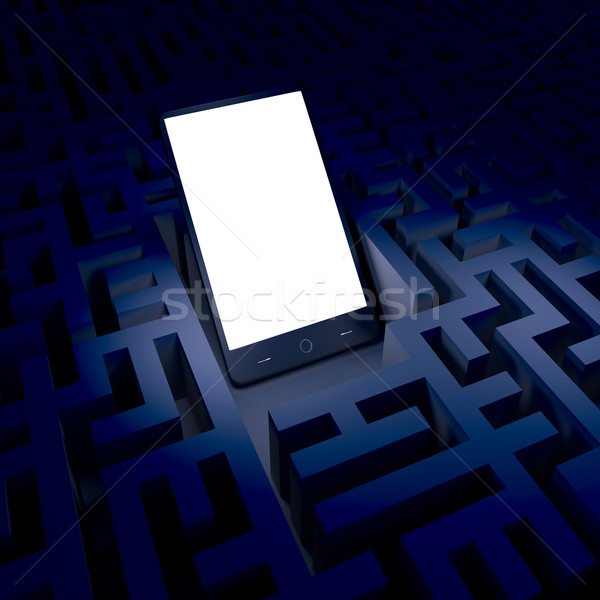 Telefoon labyrint donkere 3d illustration licht telefoon Stockfoto © dengess