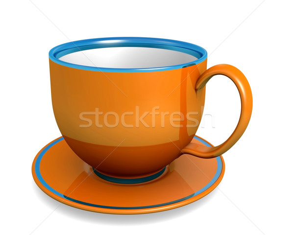 Сток-фото: Кубок · оранжевый · цвета · белый · 3d · иллюстрации · кофе