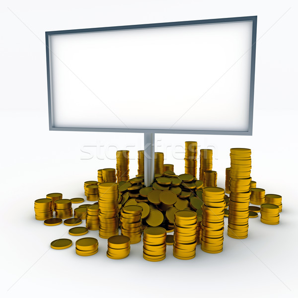 Billboard munten reclame gouden munten business geld Stockfoto © dengess