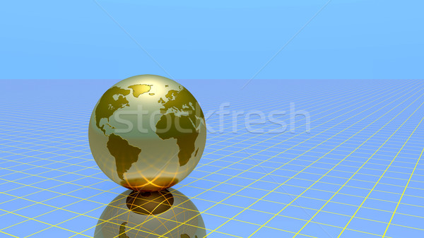 Abstract wereldbol grid hemel 3d illustration internet Stockfoto © dengess