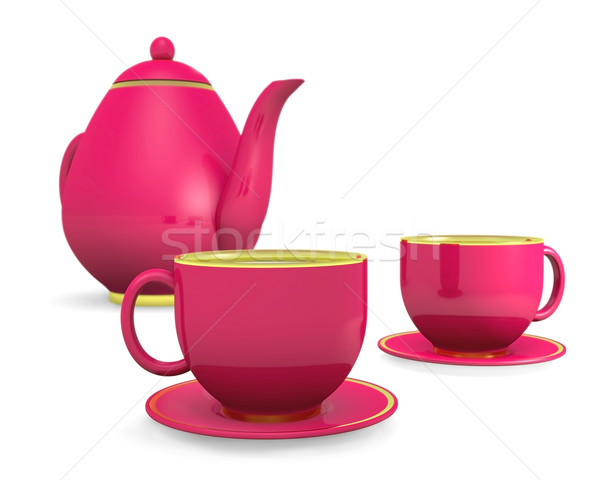 cups with teapot Stock photo © dengess