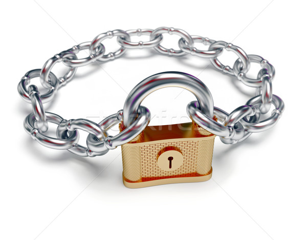 Foto stock: Candado · cadena · blanco · metal · seguridad · clave