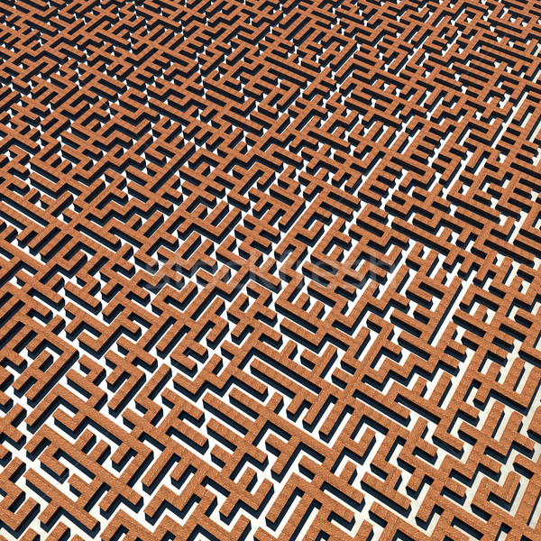 Tijolos labirinto tridimensional ilustração parede abstrato Foto stock © dengess
