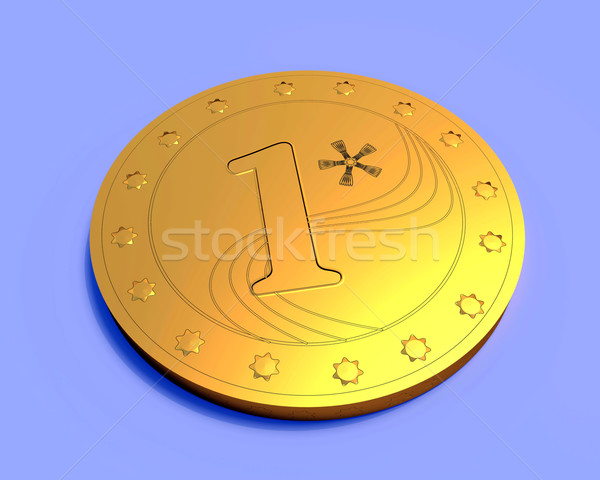 Moneda de oro azul resumen financiar euros Foto stock © dengess