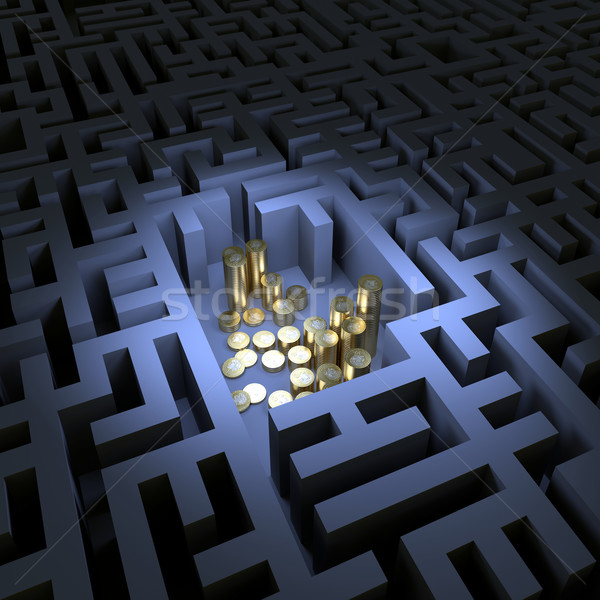 Munten donkere labyrint goud geld veiligheid Stockfoto © dengess