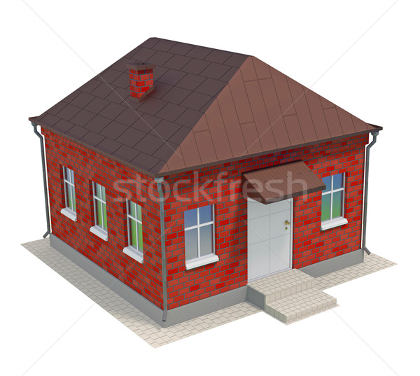 Ladrillo casa aislado blanco edificio construcción Foto stock © dengess